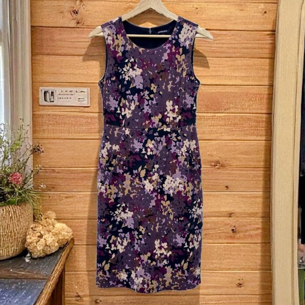 Lands' End Purple Floral Sheath Dress